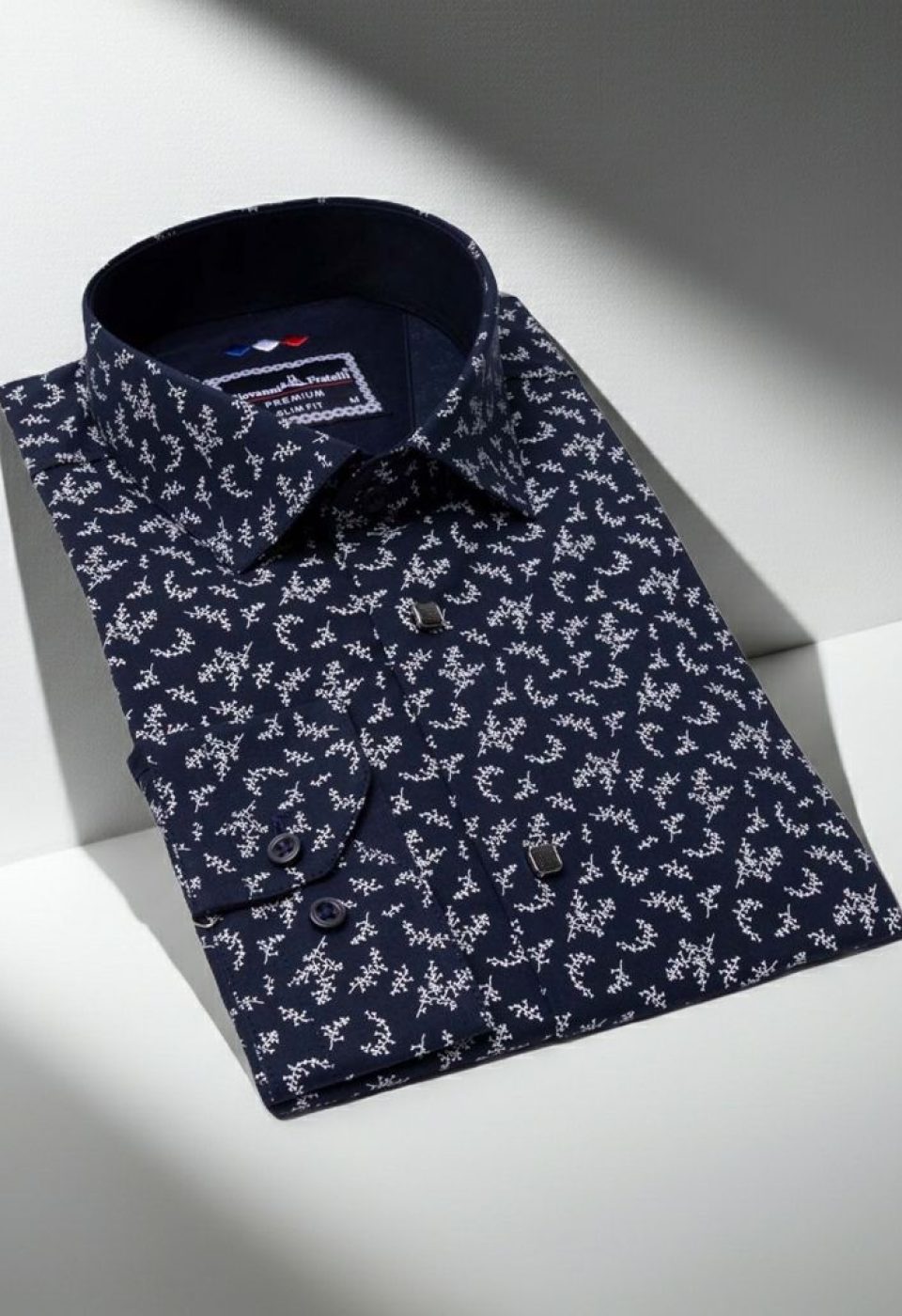 Slim Fit Uzun Kol Desenli Erkek Gömlek 3GMK311200010