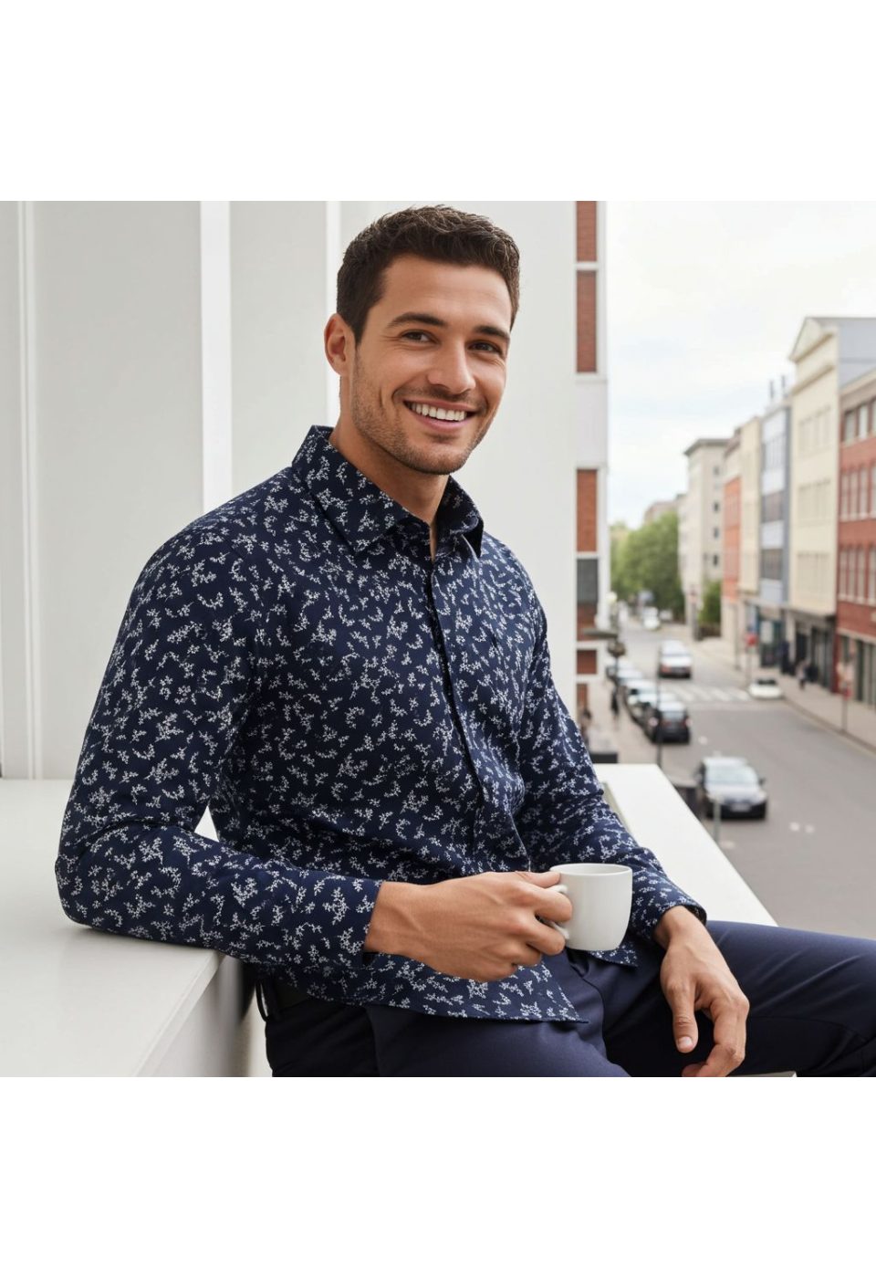 Slim Fit Uzun Kol Desenli Erkek Gömlek 3GMK311200010 - Giovanni Fratelli
