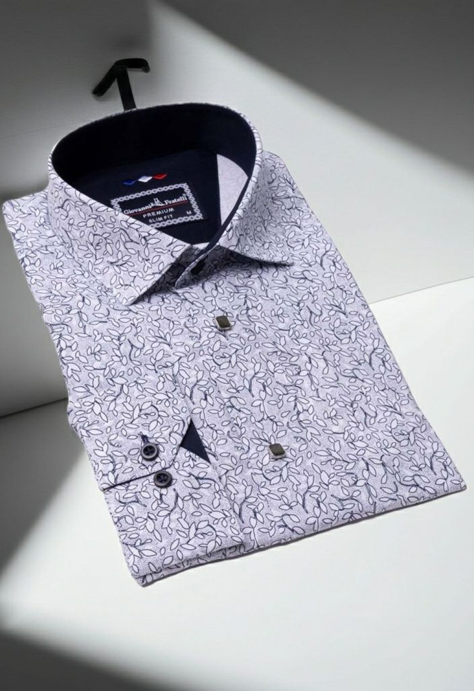 Slim Fit Uzun Kol Desenli Erkek Gömlek 3GMK311200014
