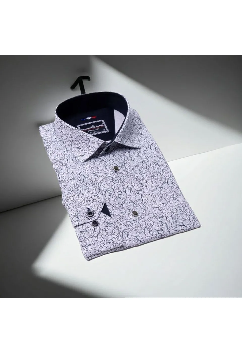 Slim Fit Uzun Kol Desenli Erkek Gömlek 3GMK311200014 - Giovanni Fratelli