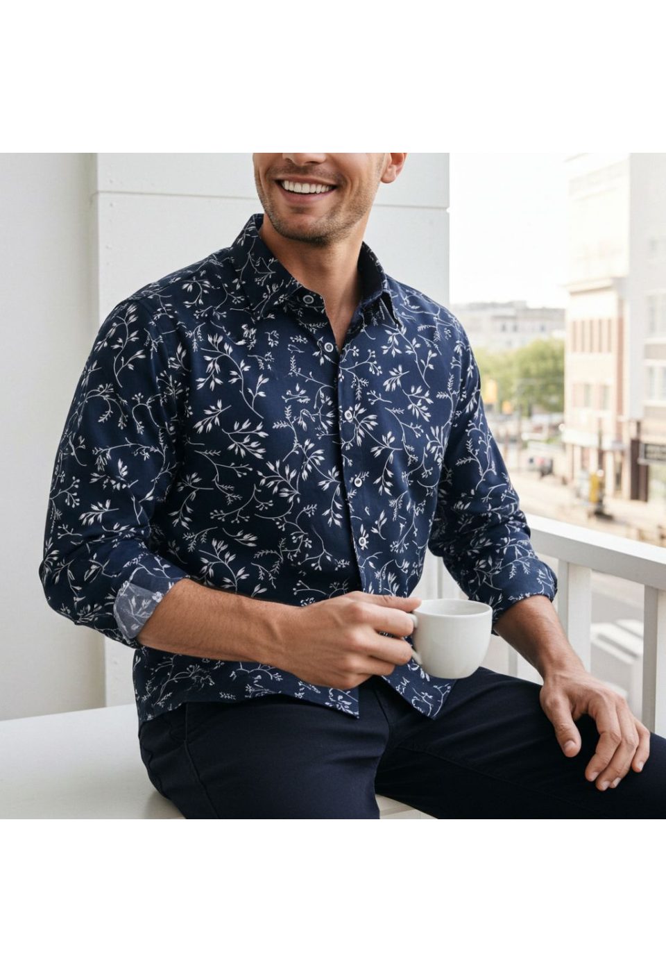 Slim Fit Uzun Kol Desenli Erkek Gömlek 3GMK321201006 - Giovanni Fratelli