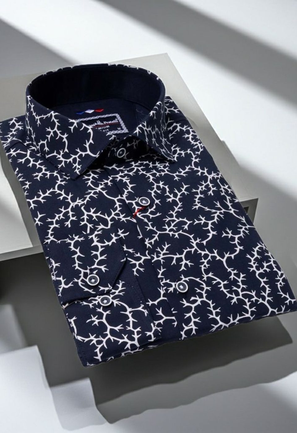Slim Fit Uzun Kol Desenli Erkek Gömlek 3GMK321201009