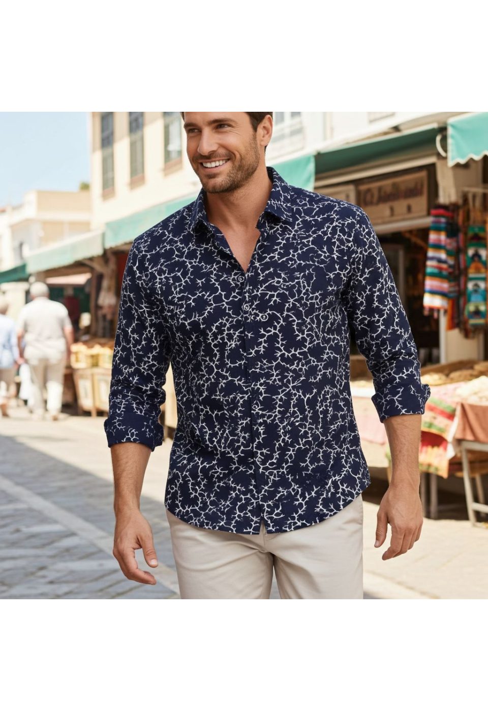 Slim Fit Uzun Kol Desenli Erkek Gömlek 3GMK321201009 - Giovanni Fratelli