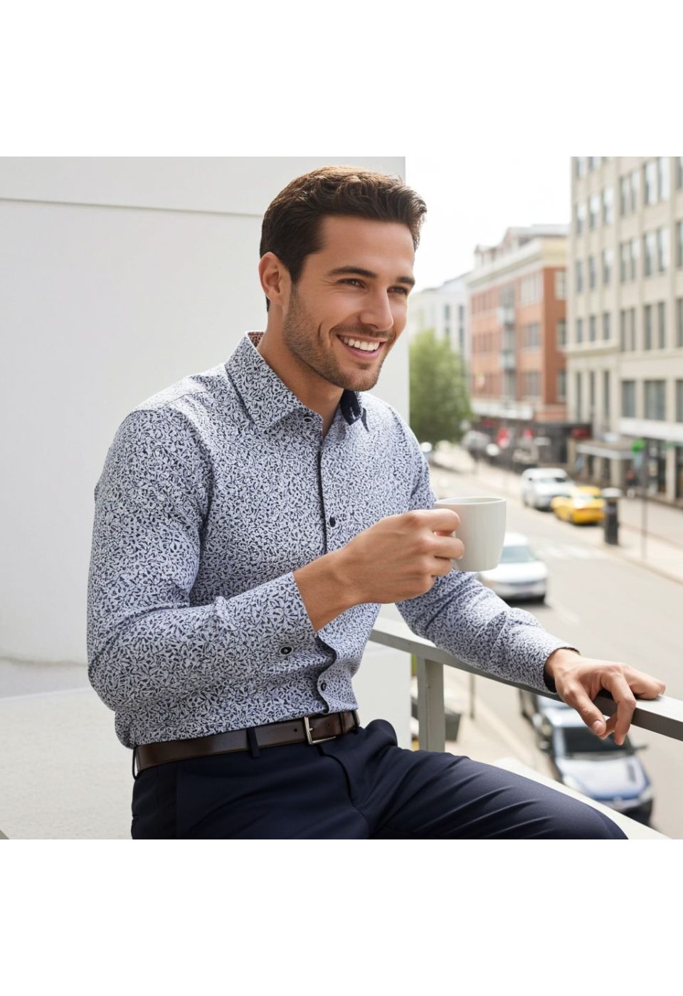 Slim Fit Uzun Kol Desenli Erkek Gömlek 3GMK321201013 - Giovanni Fratelli