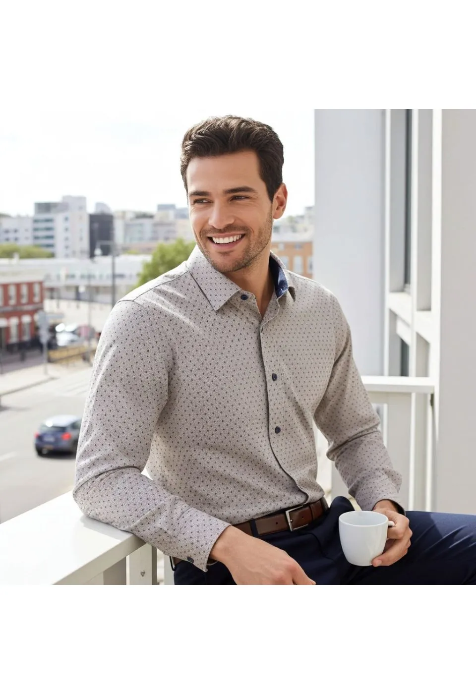 Slim Fit Uzun Kol Desenli Erkek Gömlek 3GMK331204014 - Giovanni Fratelli