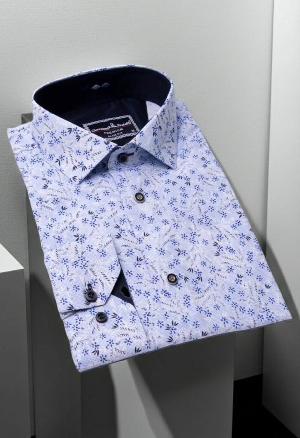 Slim Fit Uzun Kol Desenli Erkek Gömlek 3GMK321206002