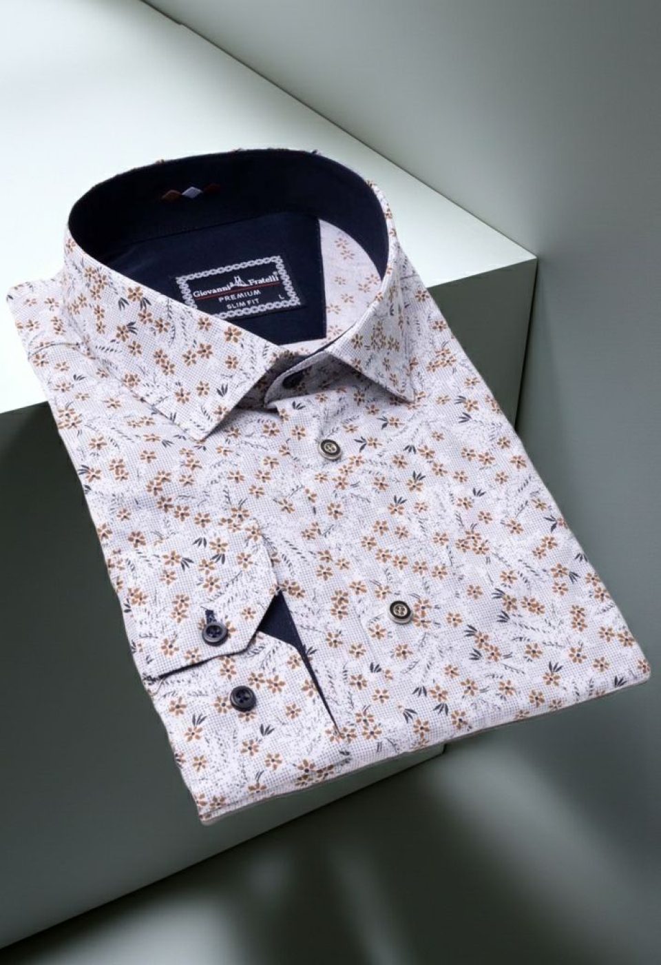 Slim Fit Uzun Kol Desenli Erkek Gömlek 3GMK321206004 - Giovanni Fratelli
