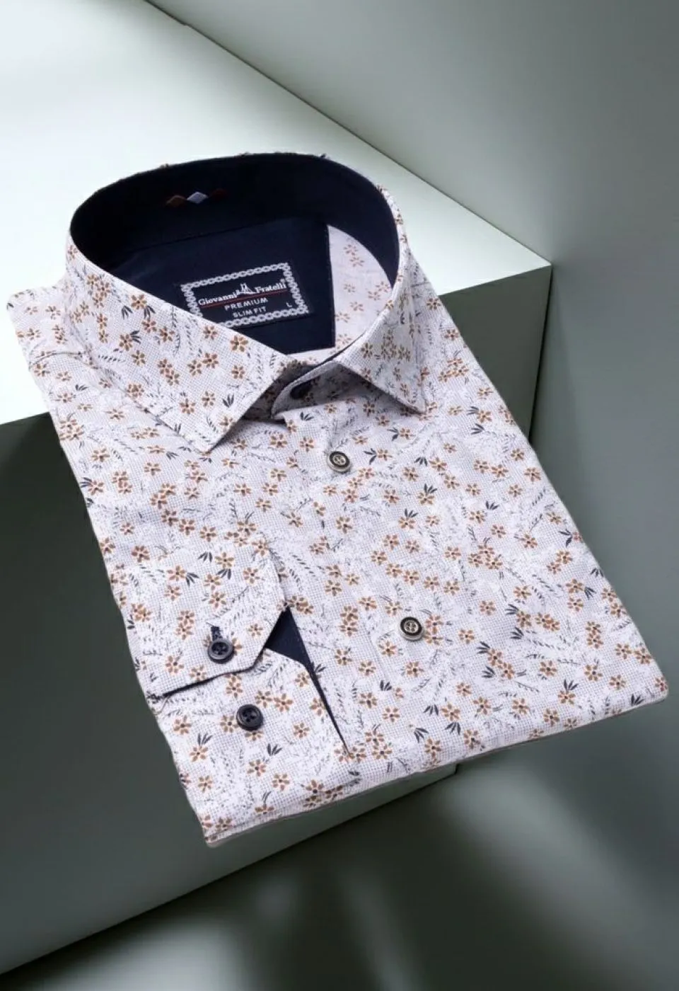 Slim Fit Uzun Kol Desenli Erkek Gömlek 3GMK321206004 - Giovanni Fratelli