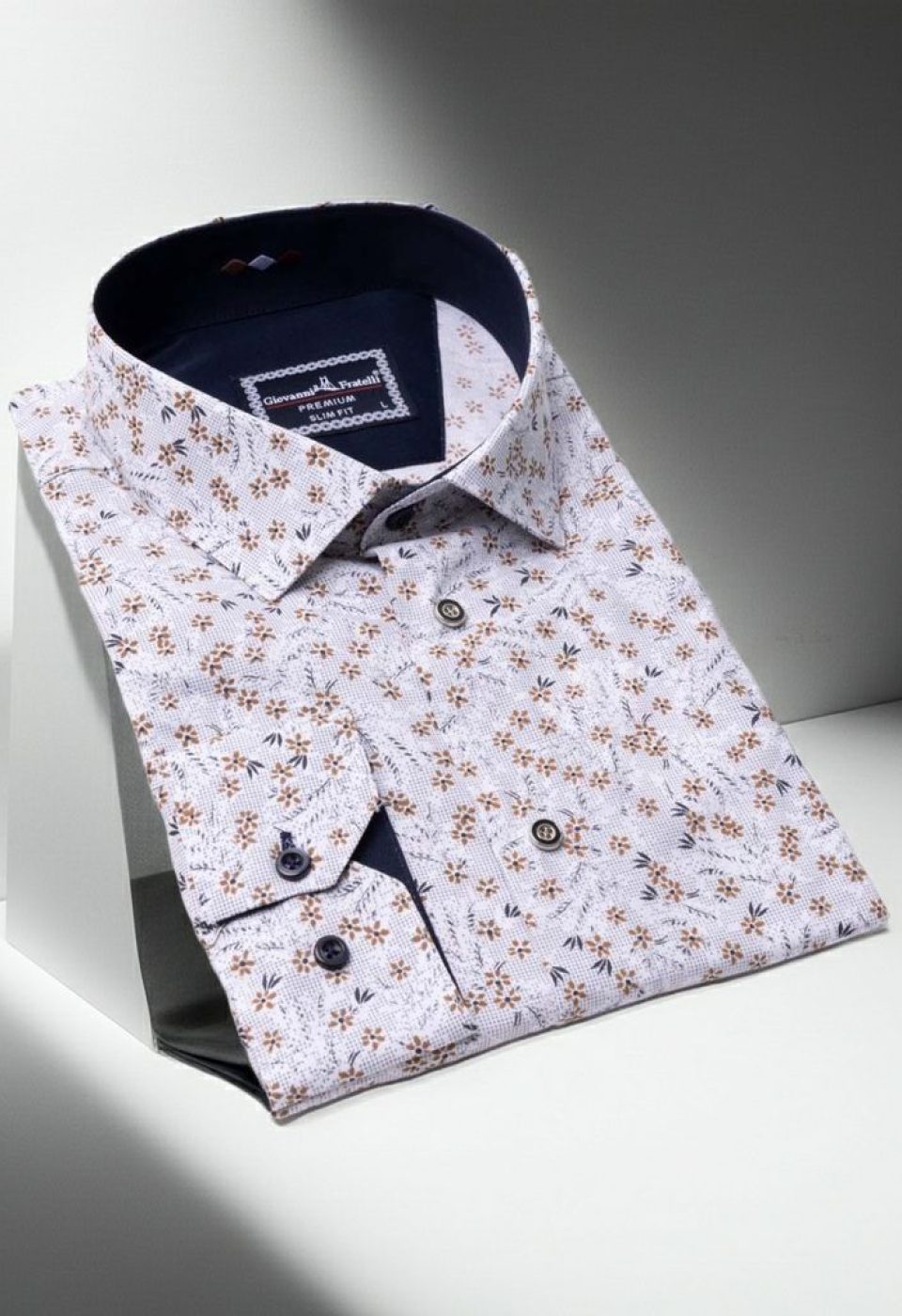 Slim Fit Uzun Kol Desenli Erkek Gömlek 3GMK321206004