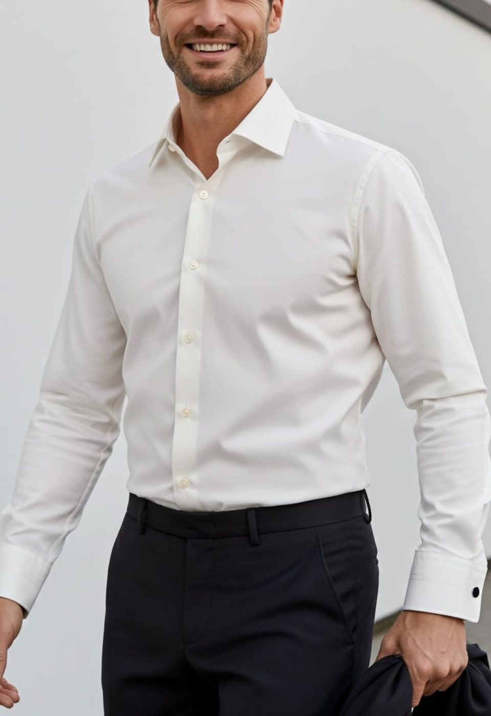 8 Drop Slim Fit Uzun Kol Double Manşet Düz Renk Erkek Gömlek 3GMK331207002