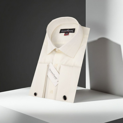 8 Drop Slim Fit Uzun Kol Double Manşet Düz Renk Erkek Gömlek 3GMK331207003