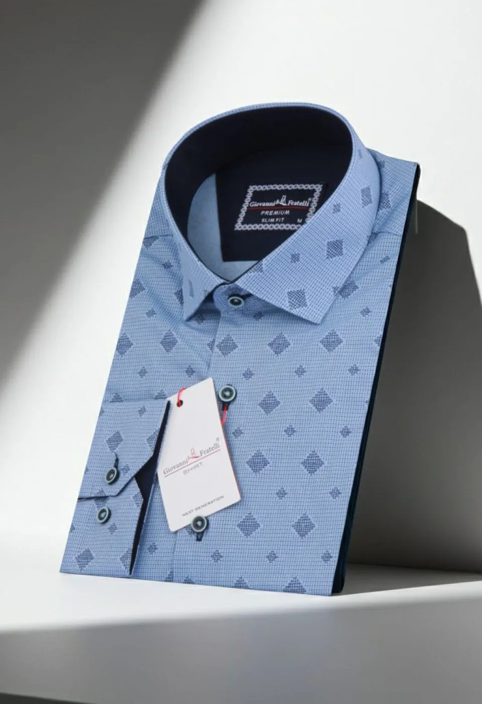 Slim Fit Uzun Kol Desenli Erkek Gömlek 3GMK311208002