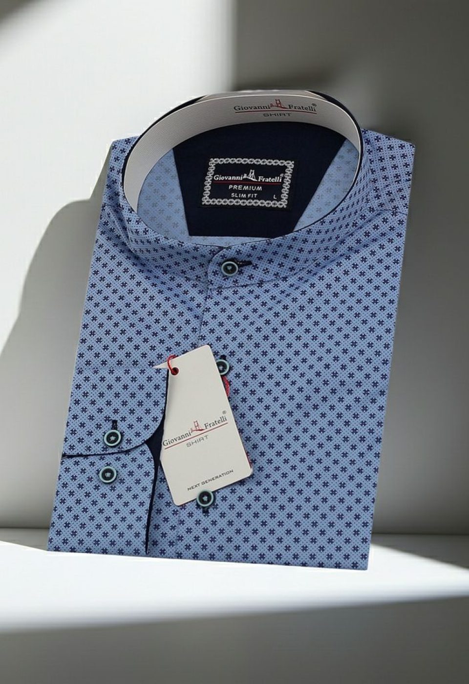 Slim Fit Uzun Kol Desenli Hakim Yaka Erkek Gömlek 3GMK321210003