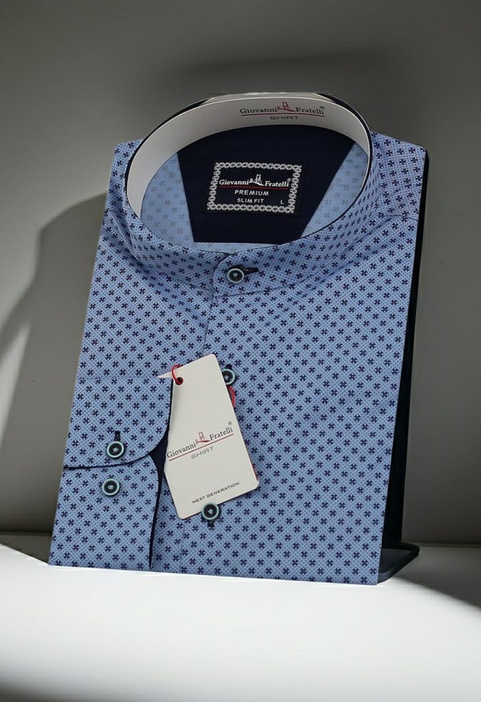 Slim Fit Uzun Kol Desenli Hakim Yaka Erkek Gömlek 3GMK321210003