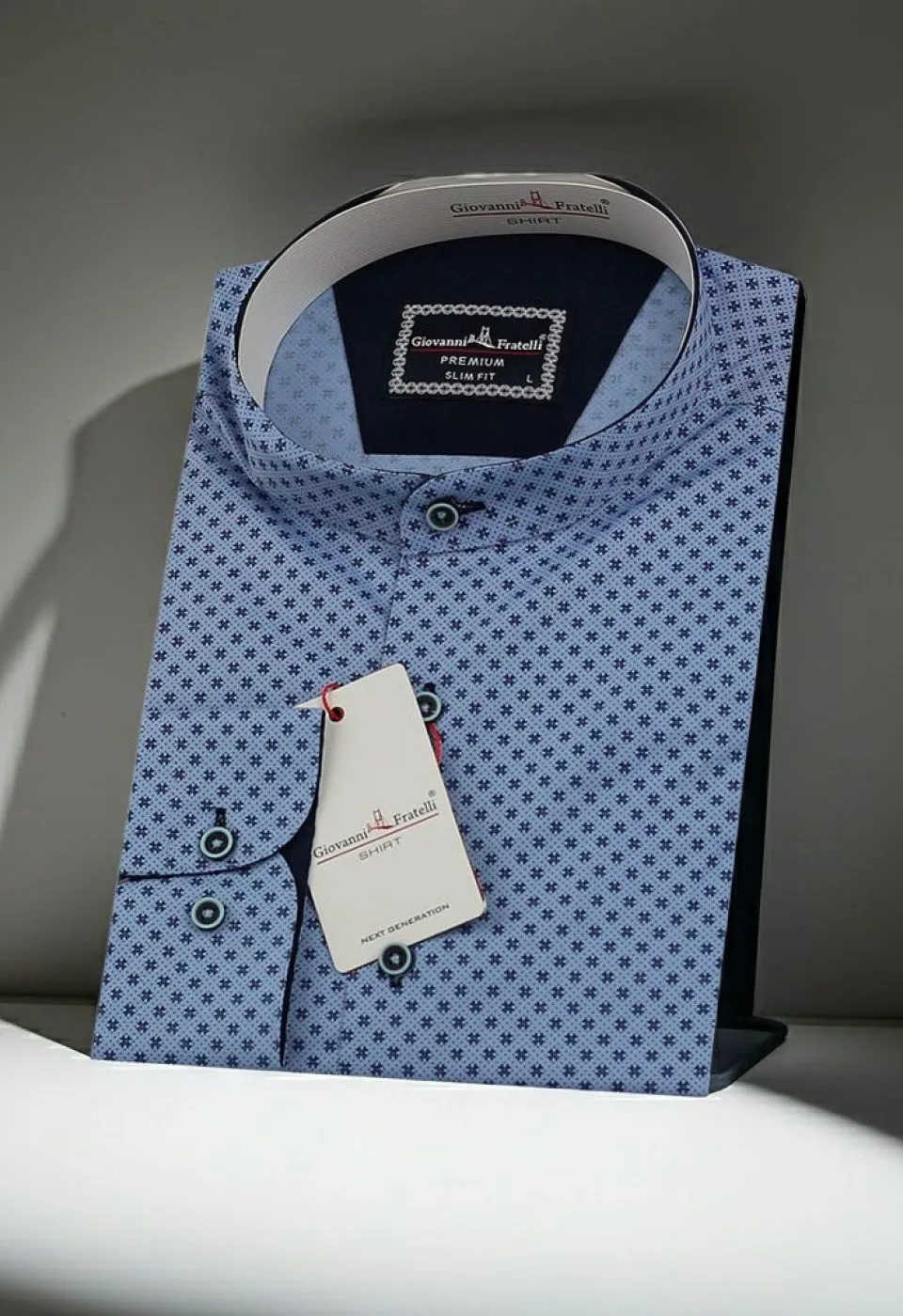 Slim Fit Uzun Kol Desenli Hakim Yaka Erkek Gömlek 3GMK321210003