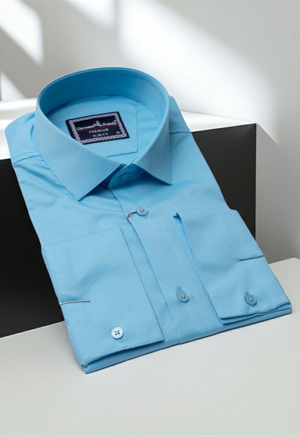 Slim Fit Saten Uzun Kol Universal Manşet Düz Renk Erkek Gömlek 3GMK321213003