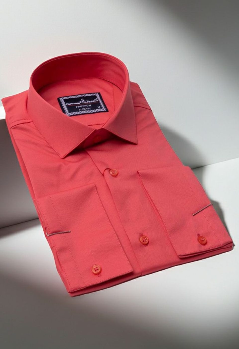 Slim Fit Saten Uzun Kol Universal Manşet Düz Renk Erkek Gömlek 3GMK321213004
