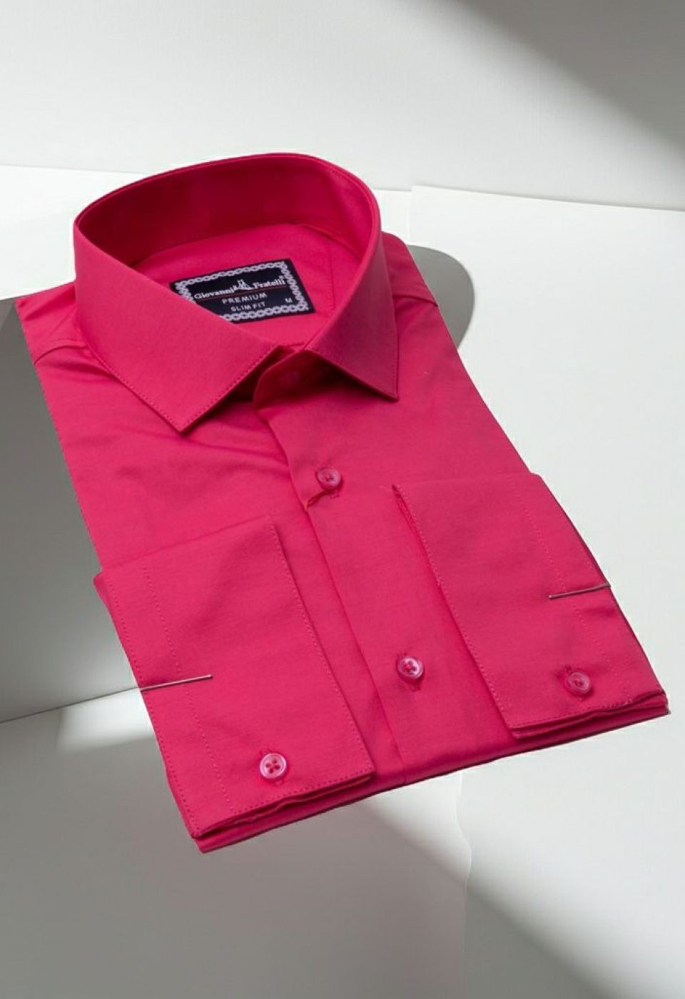 Slim Fit Saten Uzun Kol Universal Manşet Düz Renk Erkek Gömlek 3GMK321213008