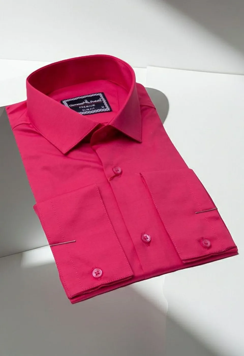 Slim Fit Saten Uzun Kol Universal Manşet Düz Renk Erkek Gömlek 3GMK321213008