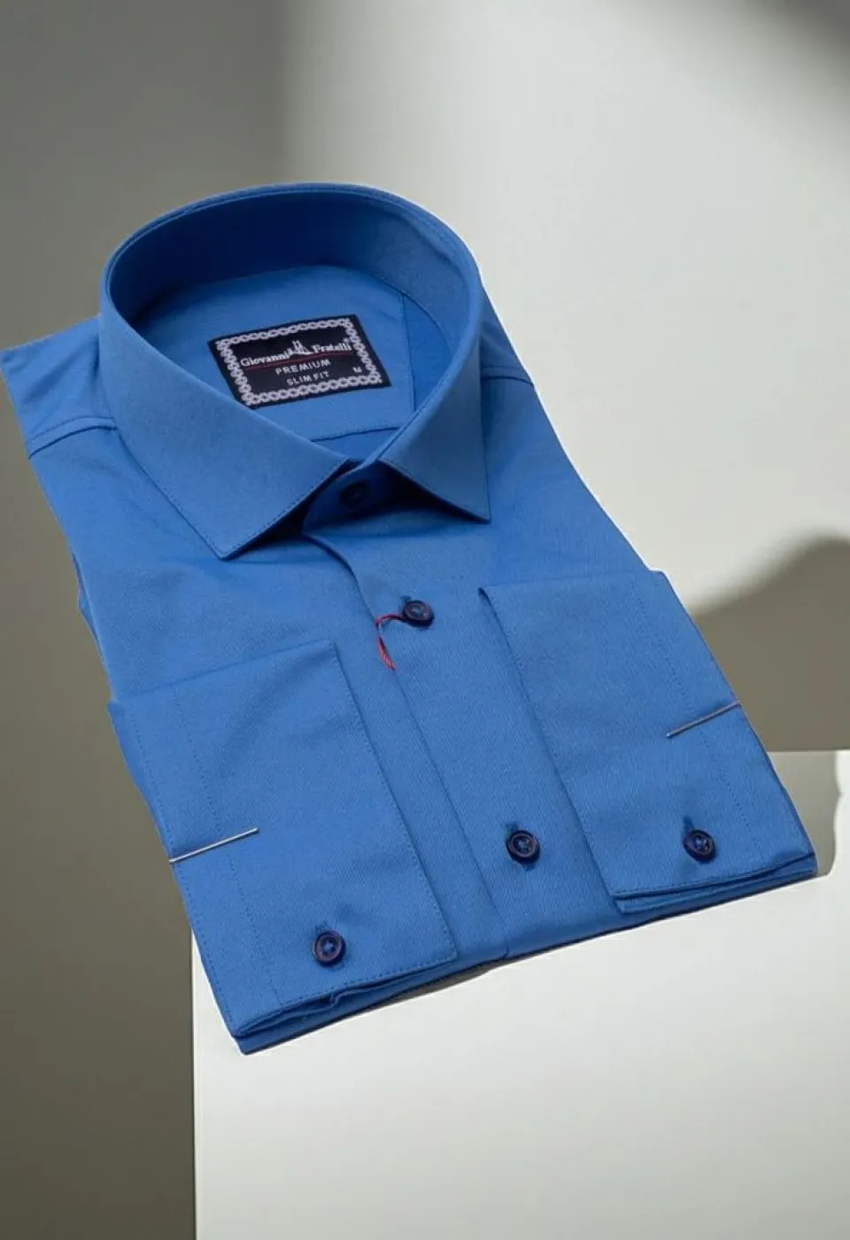 Slim Fit Saten Uzun Kol Universal Manşet Düz Renk Erkek Gömlek 3GMK321213010