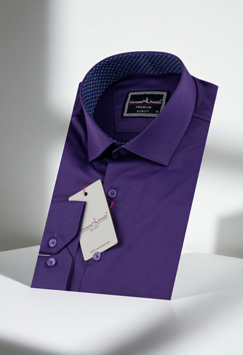 Slim Fit Saten Uzun Kol Universal Manşet Düz Renk Erkek Gömlek 3GMK321213013 - Giovanni Fratelli