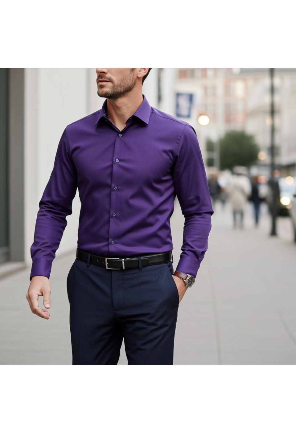 Slim Fit Saten Uzun Kol Universal Manşet Düz Renk Erkek Gömlek 3GMK321213013 - Giovanni Fratelli