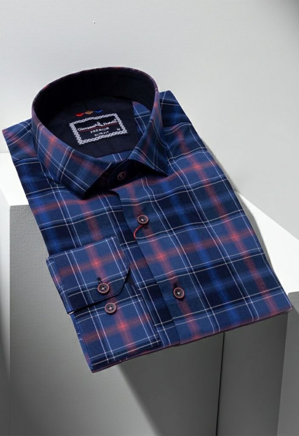Slim Fit Uzun Kol Desenli Erkek Gömlek 3GMK321221007