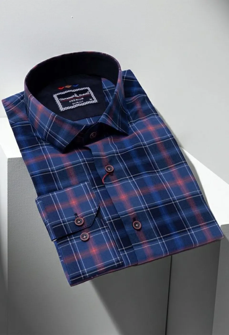 Slim Fit Uzun Kol Desenli Erkek Gömlek 3GMK321221007