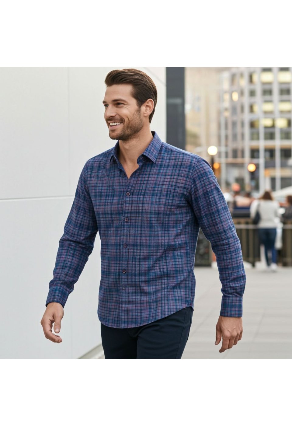 Slim Fit Uzun Kol Desenli Erkek Gömlek 3GMK321221008 - Giovanni Fratelli