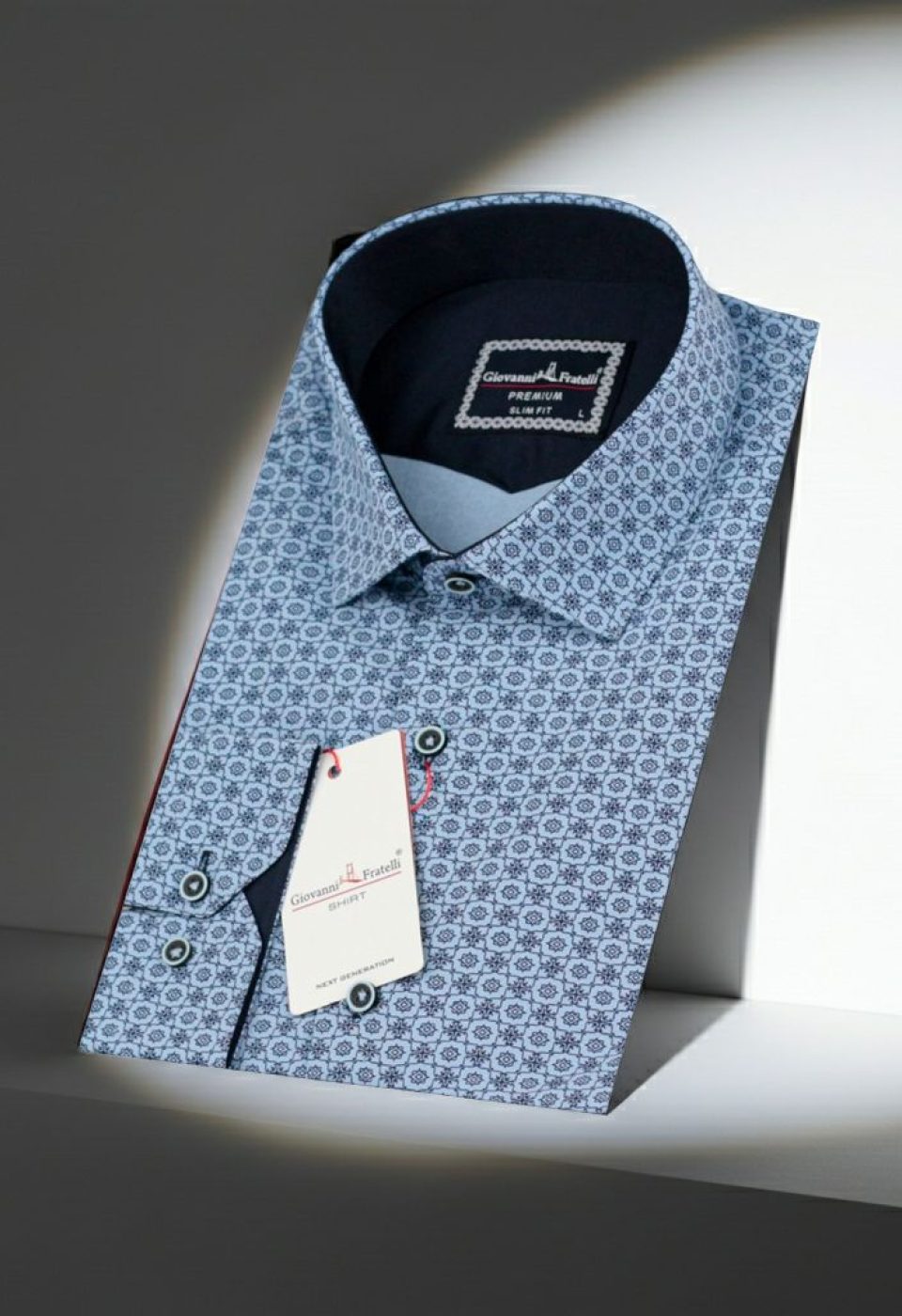 Slim Fit Uzun Kol Desenli Erkek Gömlek 3GMK321224003