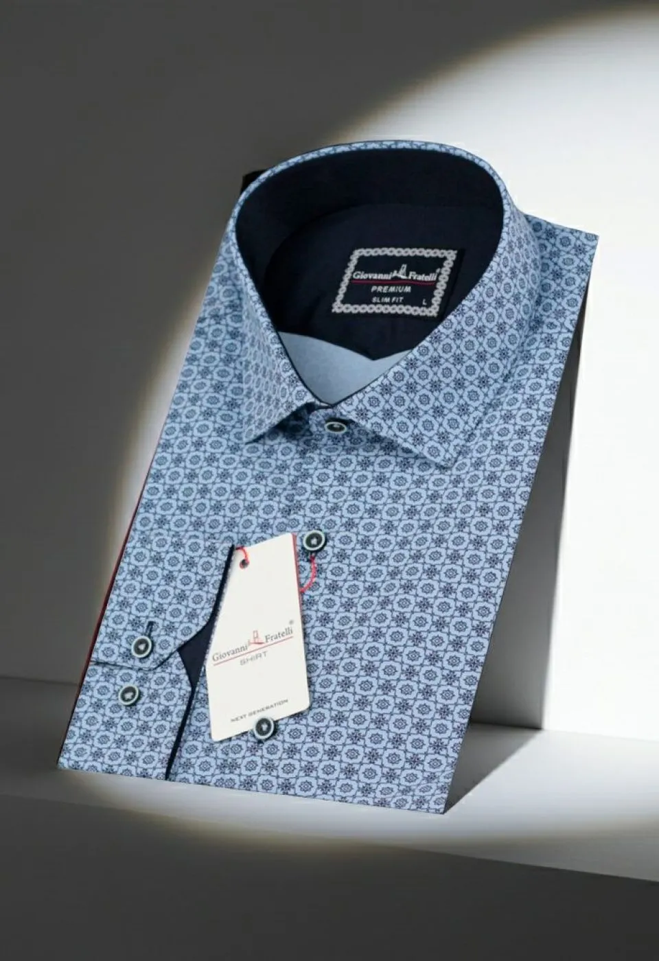 Slim Fit Uzun Kol Desenli Erkek Gömlek 3GMK321224003
