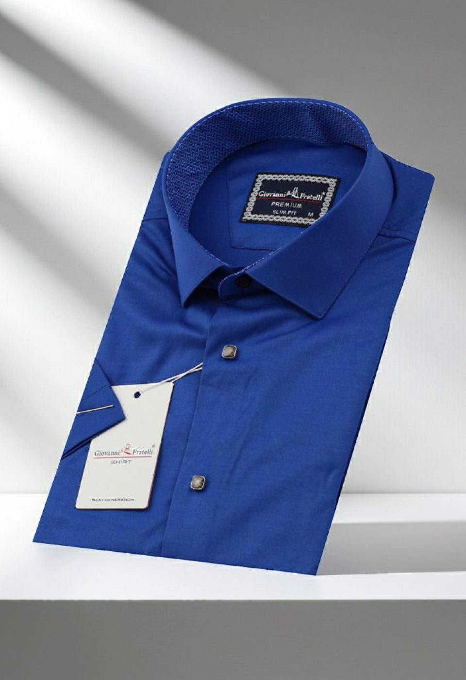 Slim Fit Kısa Kol Düz Renk Saten Erkek Gömlek 3GMK311224006 - Giovanni Fratelli