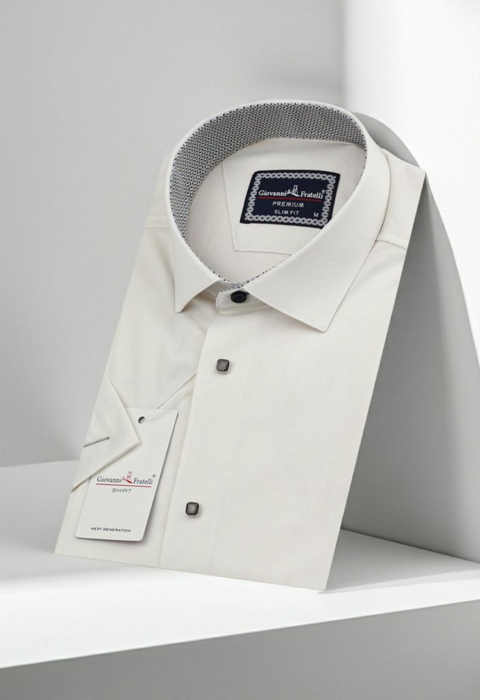 Slim Fit Kısa Kol Düz Renk Saten Erkek Gömlek 3GMK311224A03 - Giovanni Fratelli