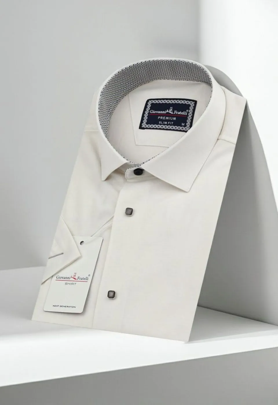 Slim Fit Kısa Kol Düz Renk Saten Erkek Gömlek 3GMK311224A03