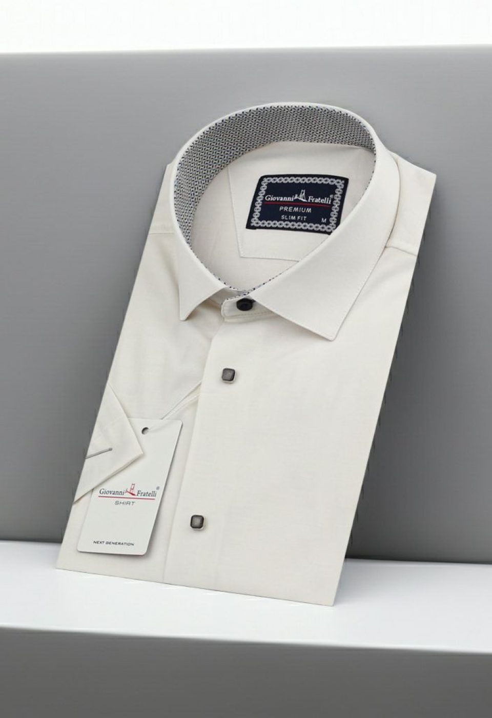 Slim Fit Kısa Kol Düz Renk Saten Erkek Gömlek 3GMK311224A03 - Giovanni Fratelli