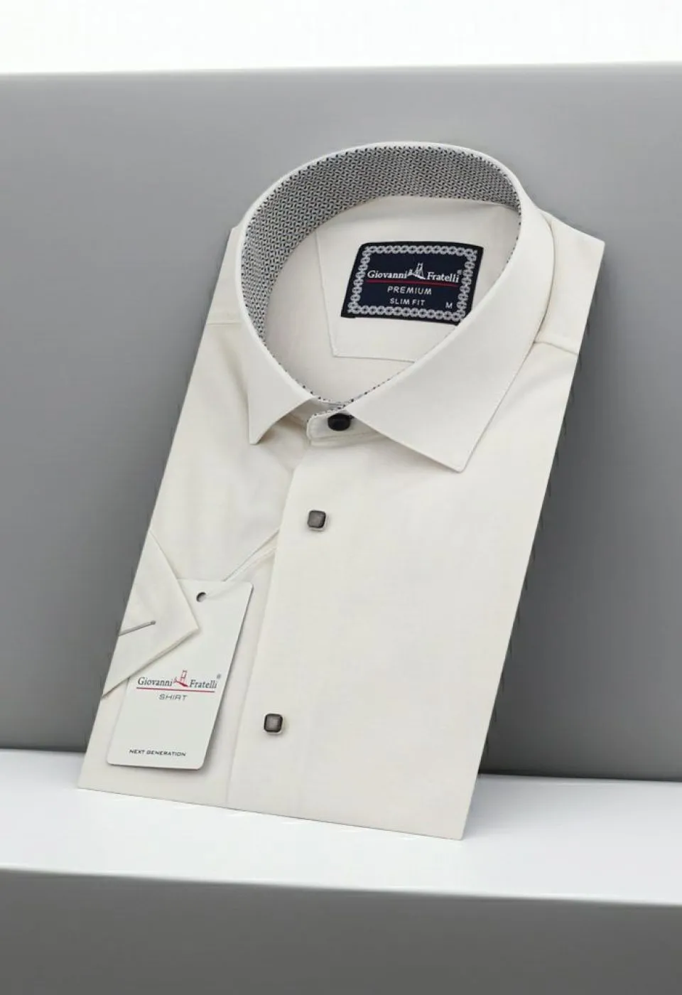 Slim Fit Kısa Kol Düz Renk Saten Erkek Gömlek 3GMK311224A03