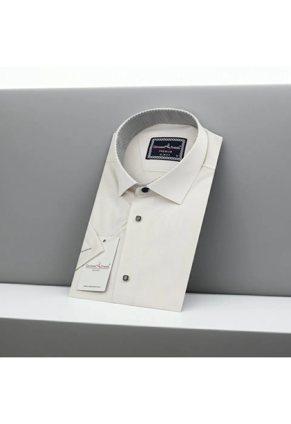 Slim Fit Kısa Kol Düz Renk Saten Erkek Gömlek 3GMK311224A03 - Giovanni Fratelli