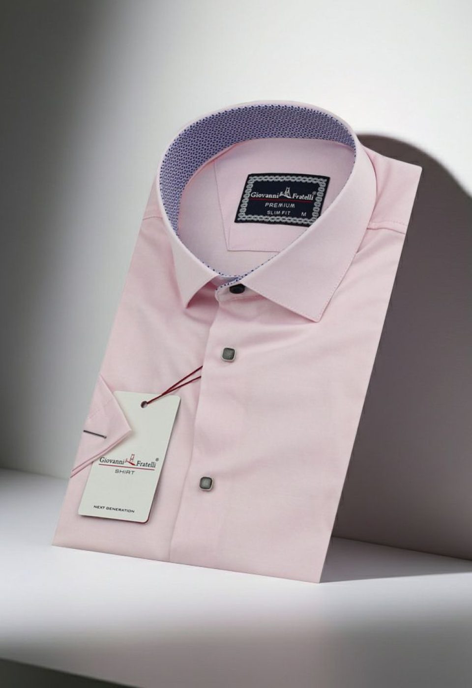 Slim Fit Kısa Kol Düz Renk Saten Erkek Gömlek 3GMK311224A08 - Giovanni Fratelli