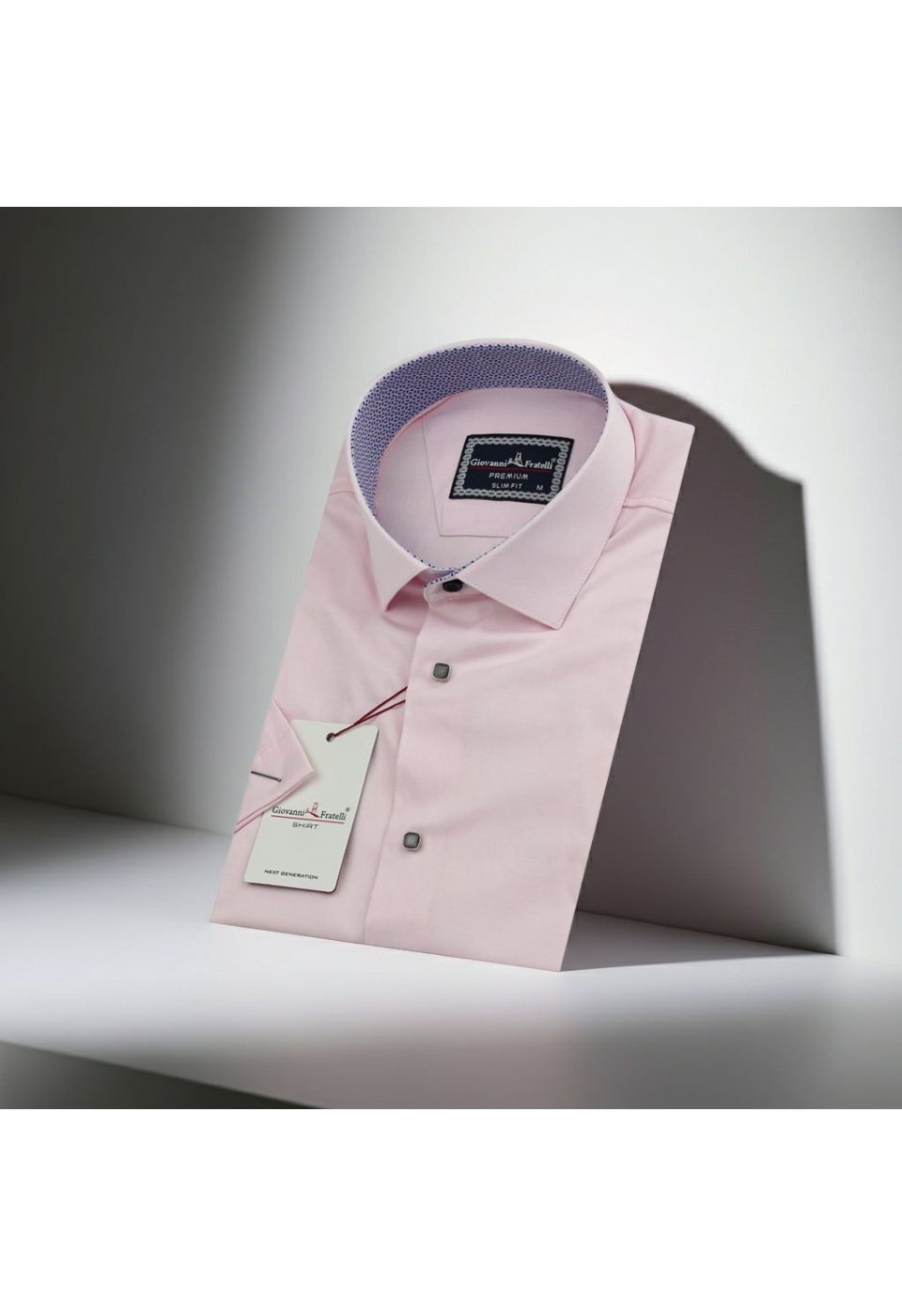 Slim Fit Kısa Kol Düz Renk Saten Erkek Gömlek 3GMK311224A08 - Giovanni Fratelli