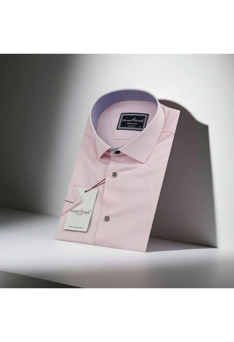 Slim Fit Kısa Kol Düz Renk Saten Erkek Gömlek 3GMK311224A08 - Giovanni Fratelli
