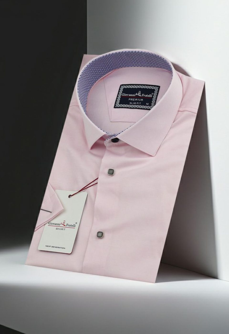Slim Fit Kısa Kol Düz Renk Saten Erkek Gömlek 3GMK311224A08 - Giovanni Fratelli