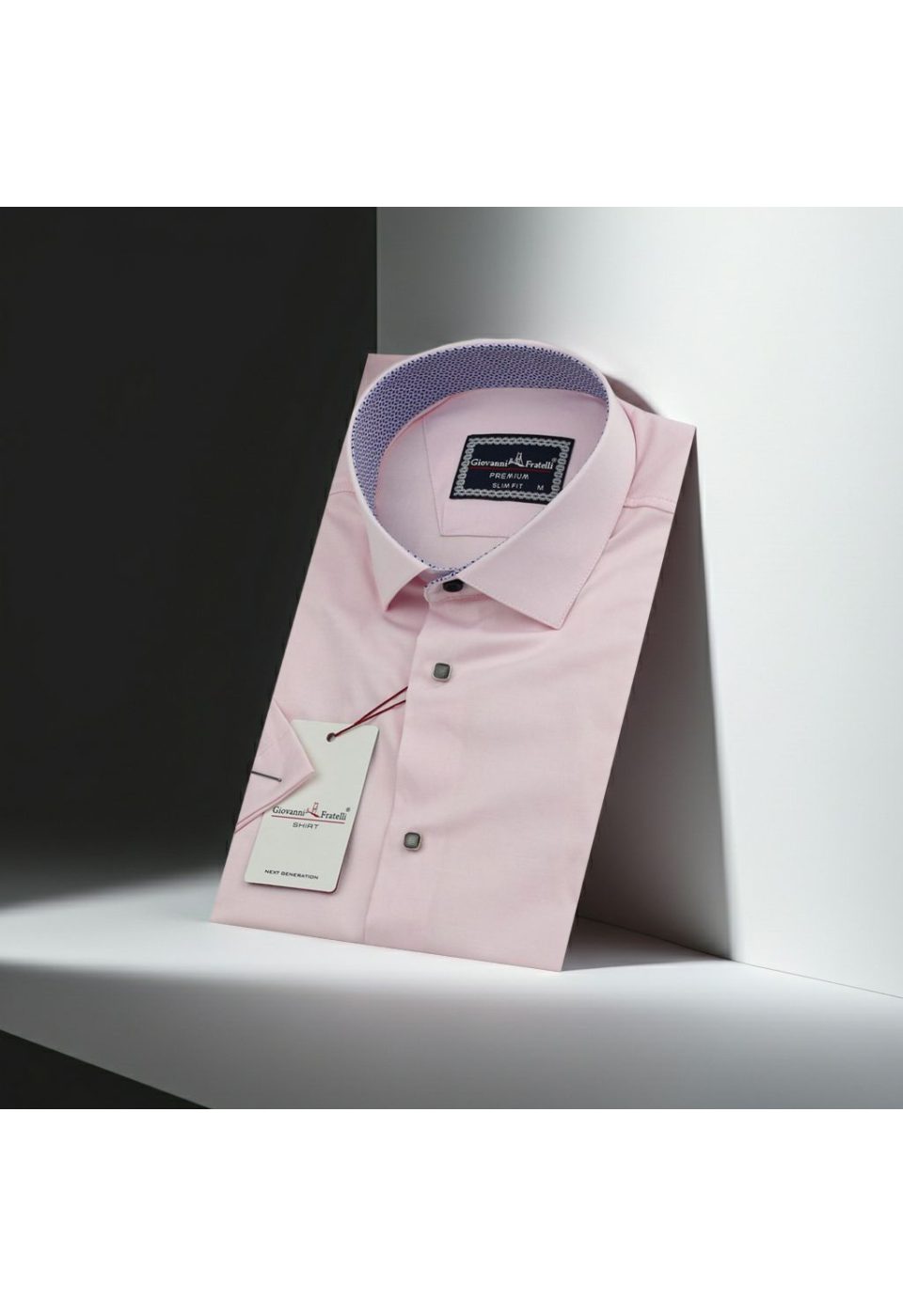 Slim Fit Kısa Kol Düz Renk Saten Erkek Gömlek 3GMK311224A08 - Giovanni Fratelli
