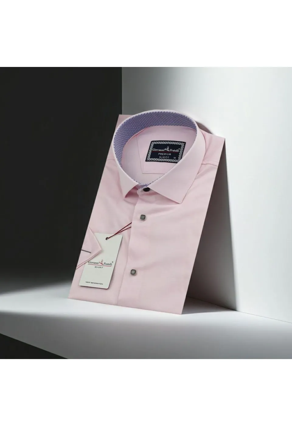 Slim Fit Kısa Kol Düz Renk Saten Erkek Gömlek 3GMK311224A08 - Giovanni Fratelli