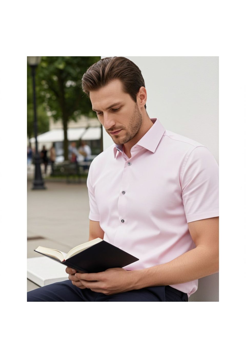 Slim Fit Kısa Kol Düz Renk Saten Erkek Gömlek 3GMK311224A08 - Giovanni Fratelli