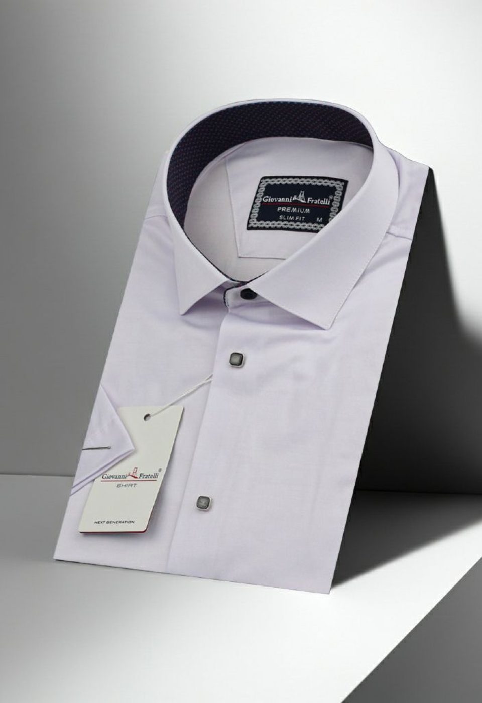 Slim Fit Kısa Kol Düz Renk Saten Erkek Gömlek 3GMK311224A13 - Giovanni Fratelli