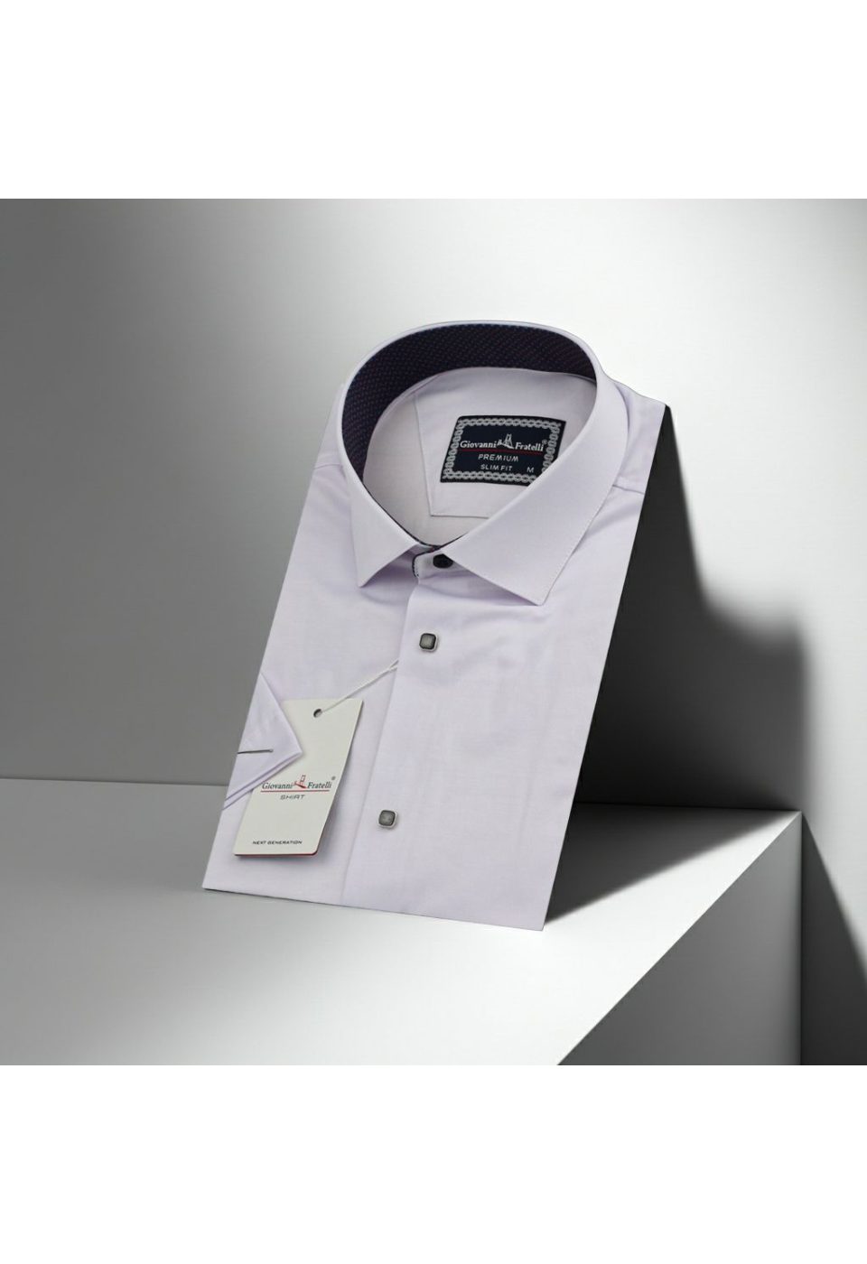 Slim Fit Kısa Kol Düz Renk Saten Erkek Gömlek 3GMK311224A13 - Giovanni Fratelli