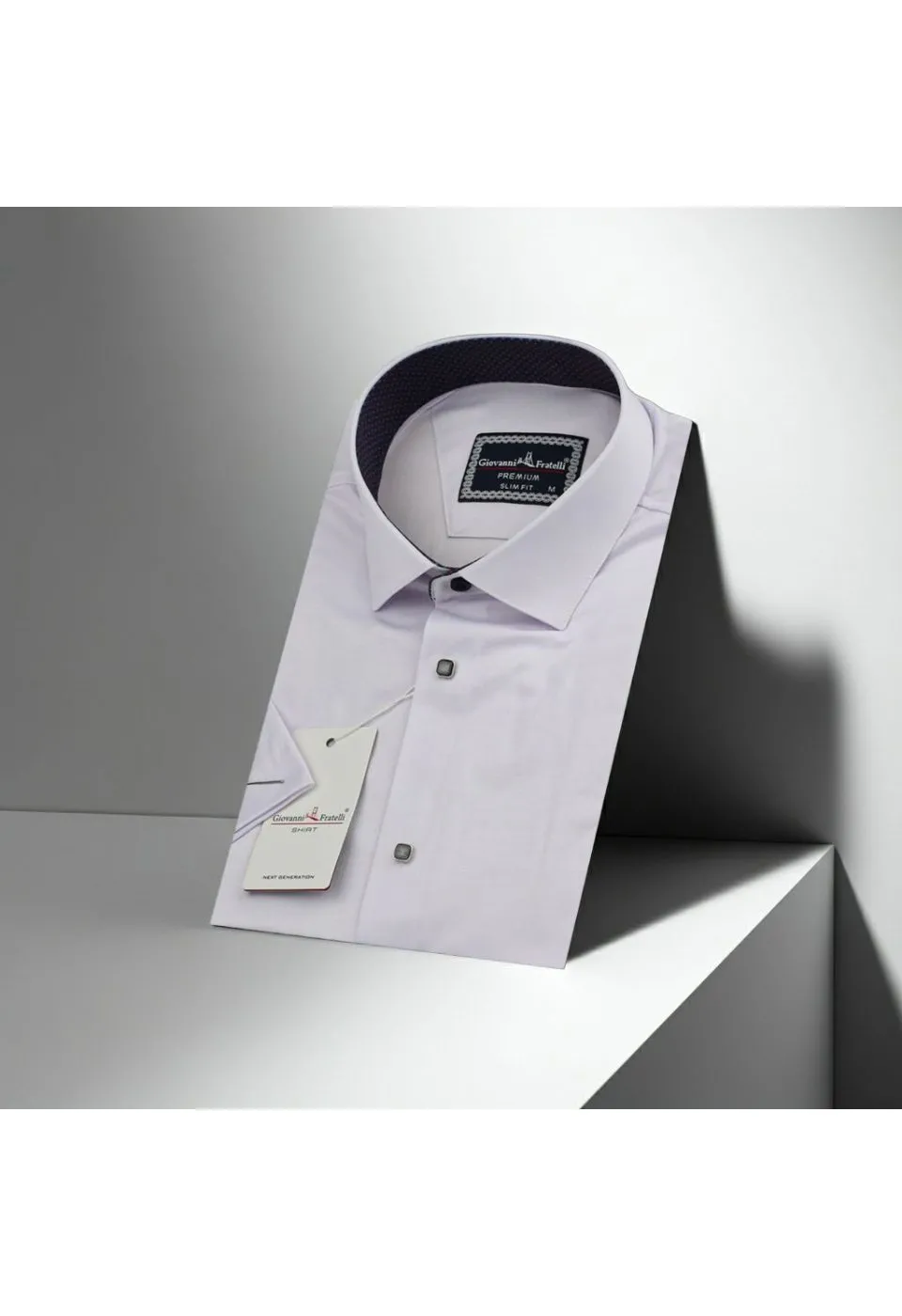 Slim Fit Kısa Kol Düz Renk Saten Erkek Gömlek 3GMK311224A13 - Giovanni Fratelli