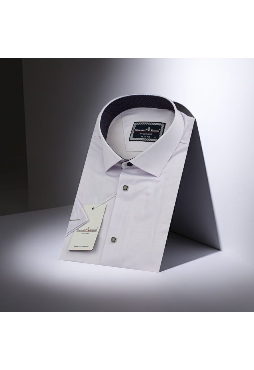 Slim Fit Kısa Kol Düz Renk Saten Erkek Gömlek 3GMK311224A13 - Giovanni Fratelli