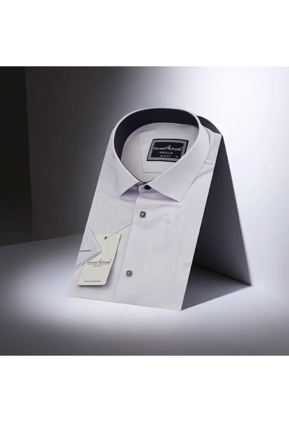 Slim Fit Kısa Kol Düz Renk Saten Erkek Gömlek 3GMK311224A13 - Giovanni Fratelli