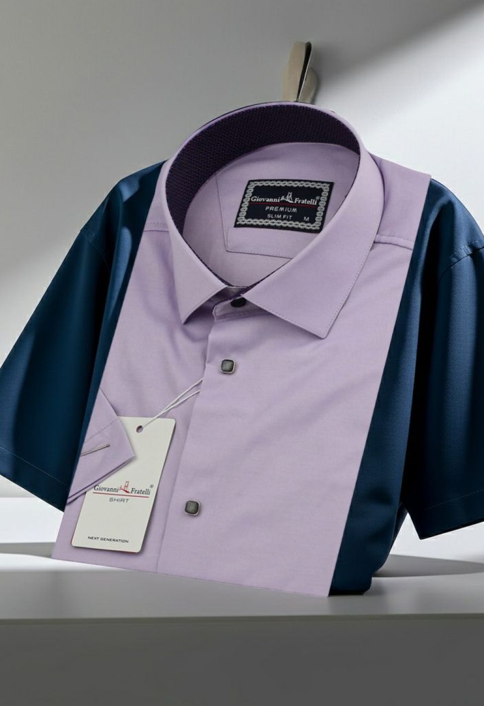 Slim Fit Kısa Kol Düz Renk Saten Erkek Gömlek 3GMK311224A19 - Giovanni Fratelli